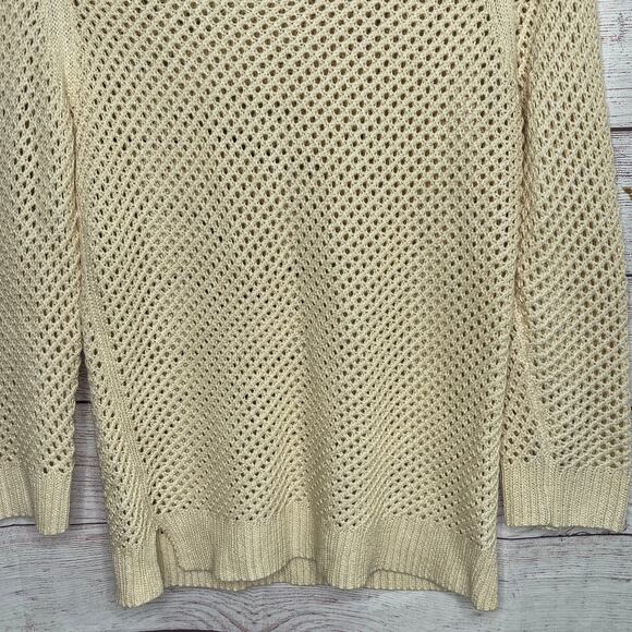 Ann Taylor Open Knit Cream Scoop Neckline Fall Autumn Pullover Sweater Medium - Picture 6 of 7